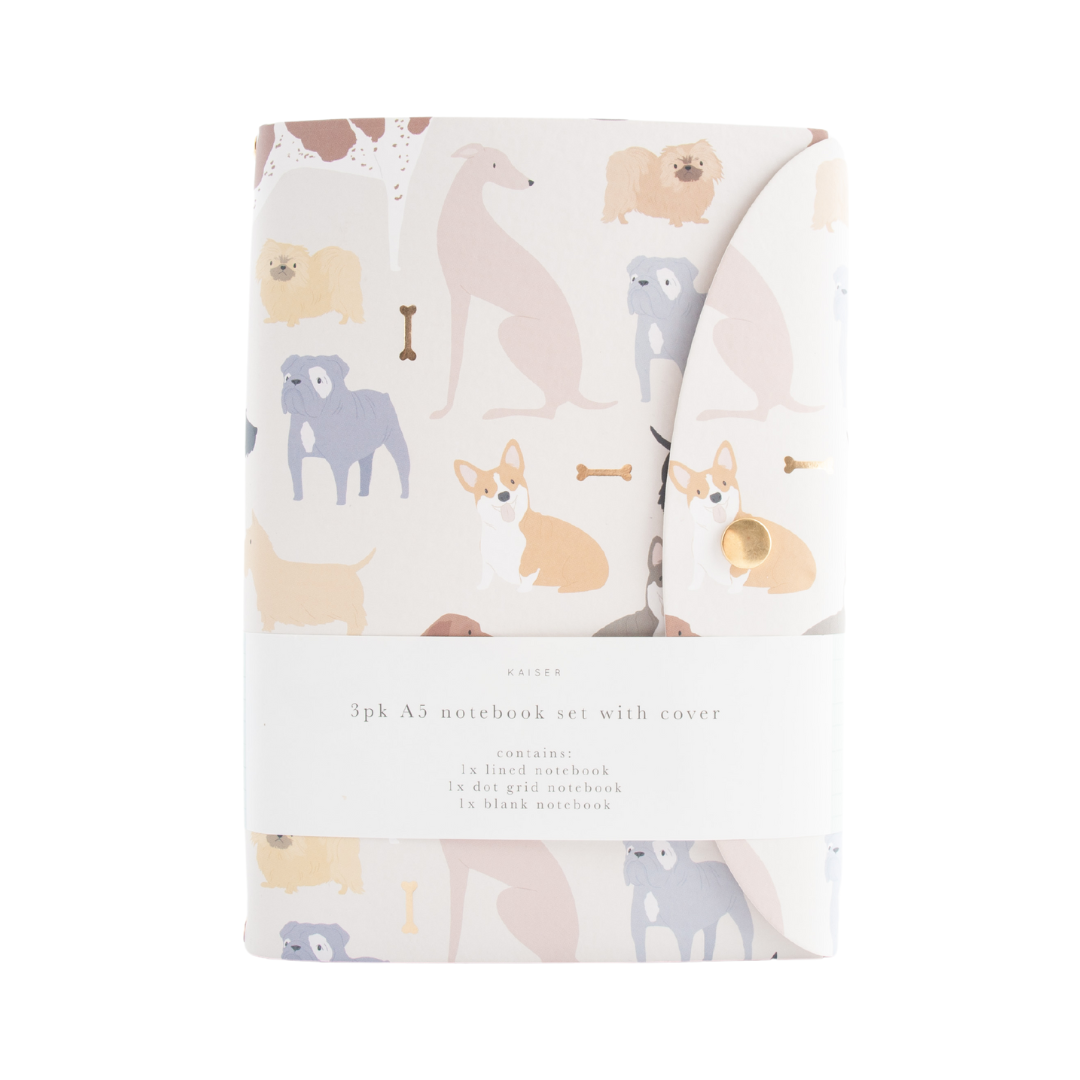 3Pk A5 Notebook With Cover Set - Pawfect Pups